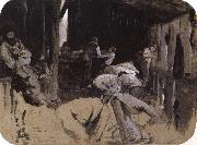 First sketch for Shearing the Rams, Tom roberts